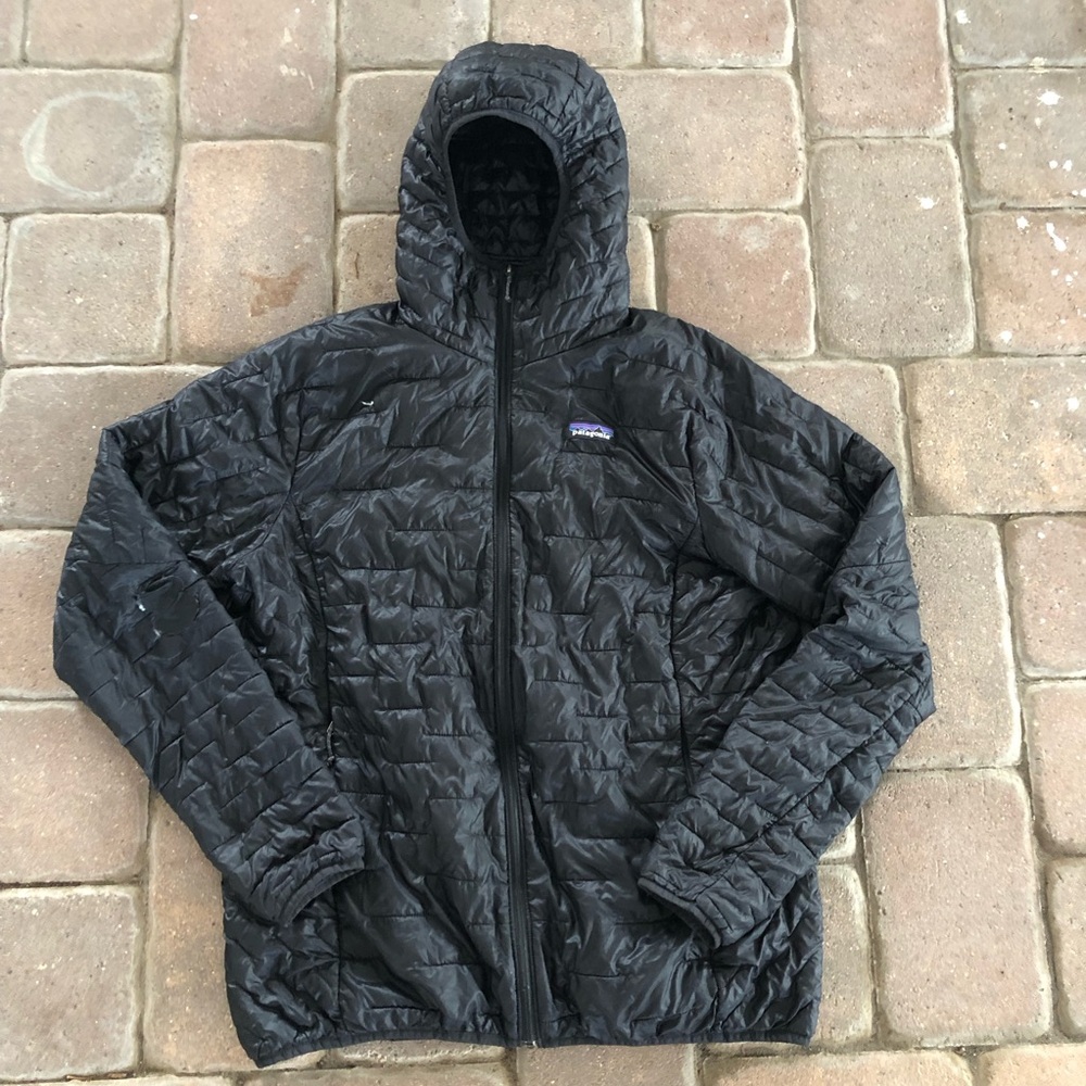 Patagonia 84040 Gray Micro Puff Hoody Jacket Women’s Size XL Patch